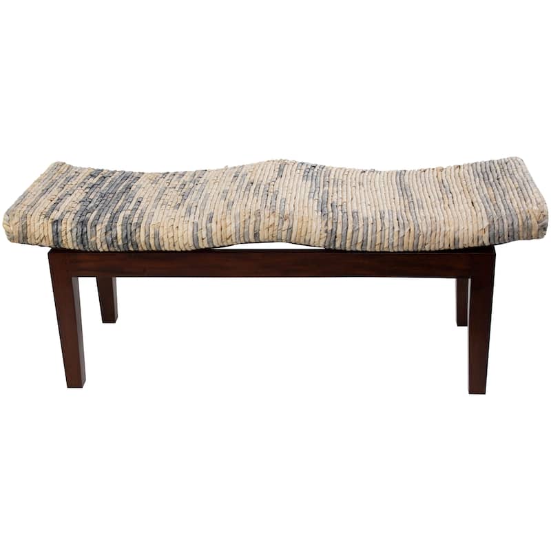 Wood Handmade Woven Bench - Brown - Roche River Decor - 17"W x 47"L x 18"H