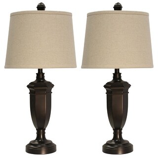 Madison Table Lamp - Bronze Finish - Beige Hardback Fabric Shade - Set ...
