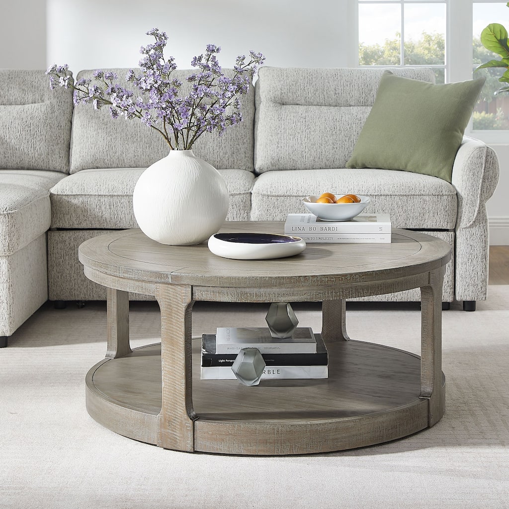 Traditional Round Circle Wooden Center Coffee Table