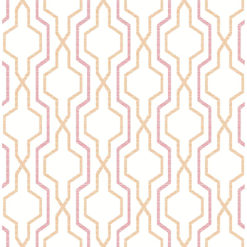 A-Street Prints Rion Orange Trellis Wallpaper