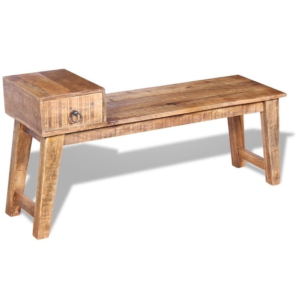 vidaXL Bench with Drawer Solid Mango Wood 47.2"x14.2"x23.6"