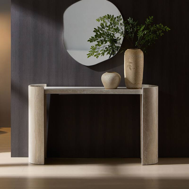 53.15 Inch Faux Mars Marble Pattern Entryway Table,Narrow Console Table,Mdf Skinny Sofa Table - marble