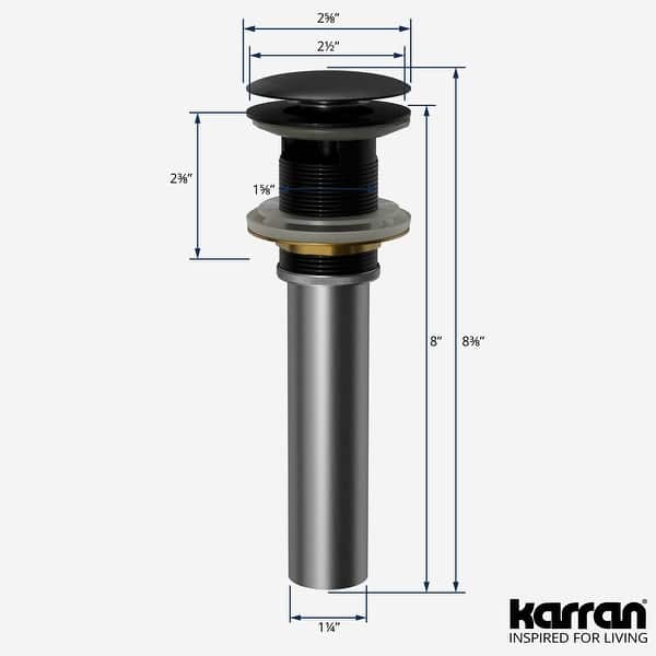 dimension image slide 1 of 8, Karran Pop-Up Vanity Bowl Drain with Overflow