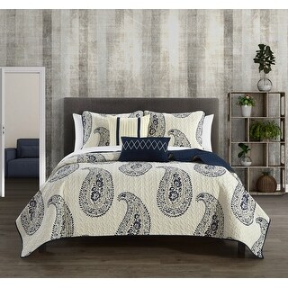 Chic Home Shriya 5 Piece Contemporary Two-Tone Paisley Print Quilt Set ...