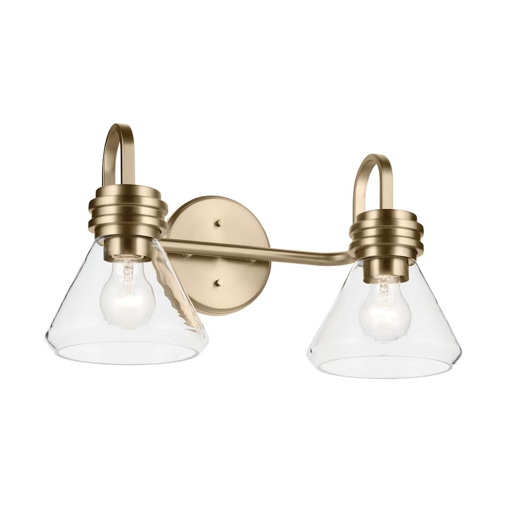 Kichler Lighting Farum 19.25" 2-Light Vanity Light with Clear Glass in Champagne Bronze