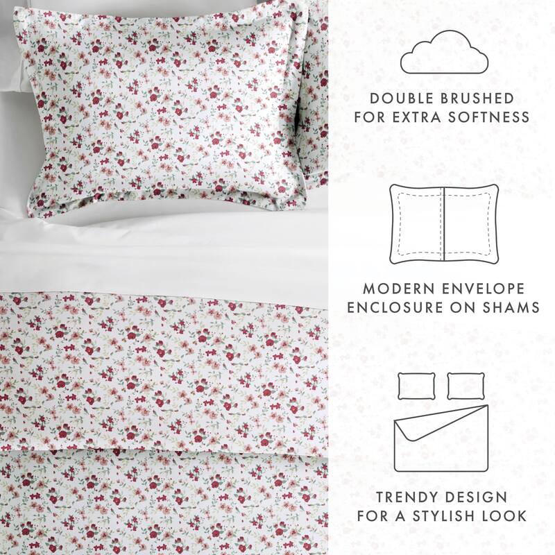 Simply Soft Oversized 3 Piece Blossoms Print Duvet Cover Set