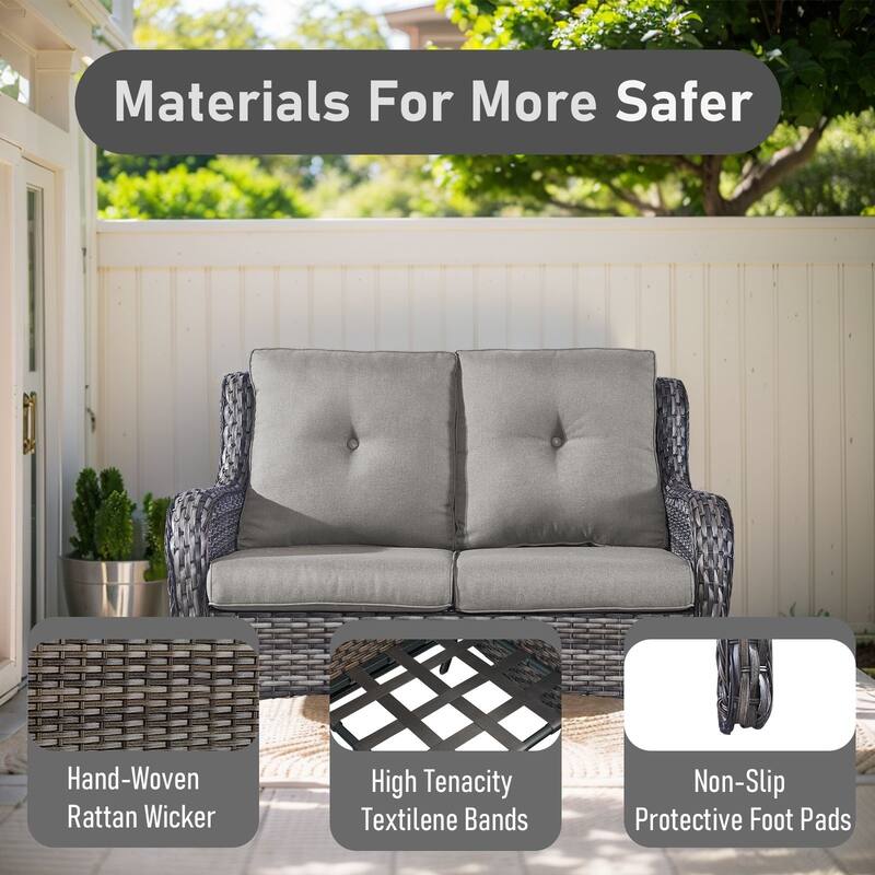 Outdoor Loveseat Sofa 2-Seat Sofa Grey-Grey - Grey