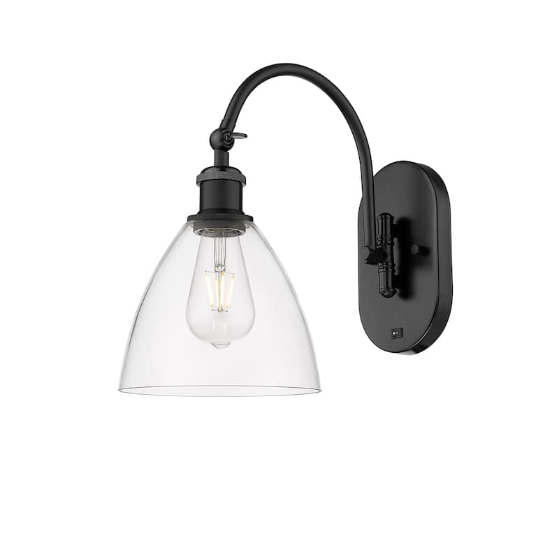 Innovations Lighting Ballston Bristol Glass - 1 Light 8" Sconce - Arm Swivels Side To Side - Clear/Matte Black