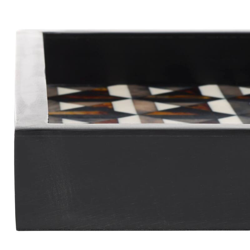 SAFAVIEH Home Ani Ivory/Brown Resin Tray Set of 2