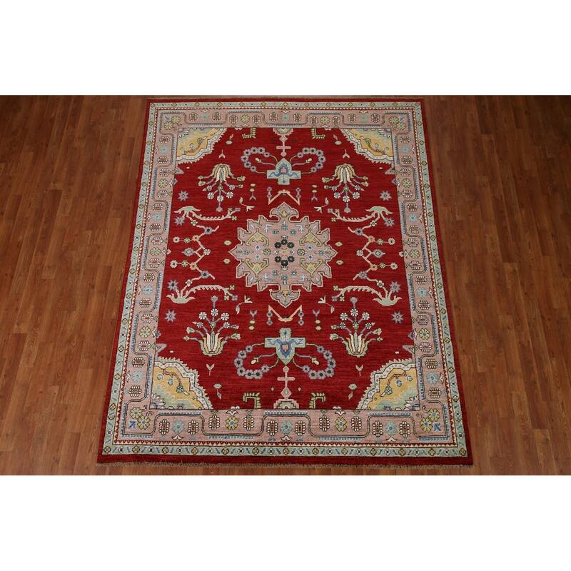 Vegetable Dye Oushak Turkish Rug Hand-knotted Wool Carpet - 6'5"x 8'3"