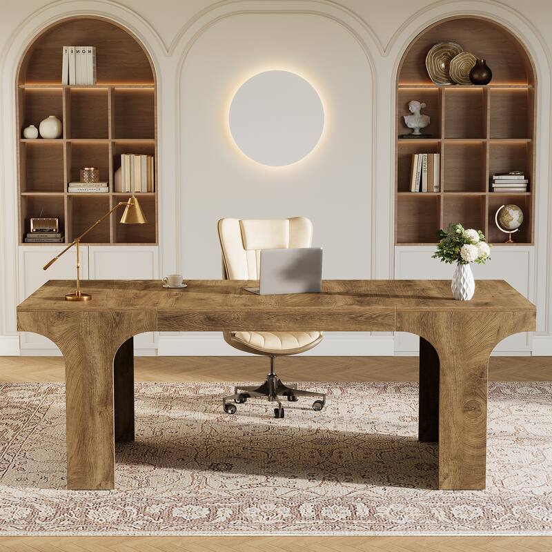 70.87" Executive Office Desk, Large Workspace Computer Desk, Simple Business Writing Table Simple Business for Home Office