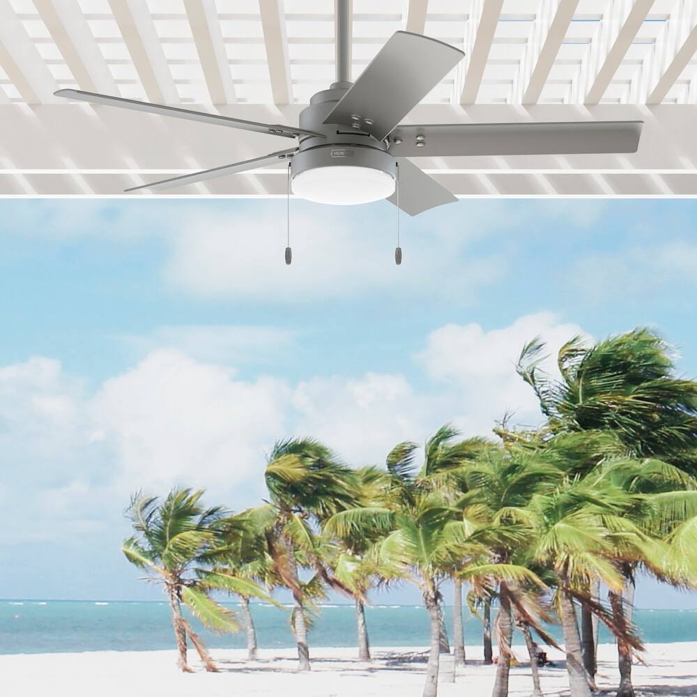 Hunter 52" Sea Point Outdoor Ceiling Fan with LED Light Kit and Pull Chain, Wet Rated