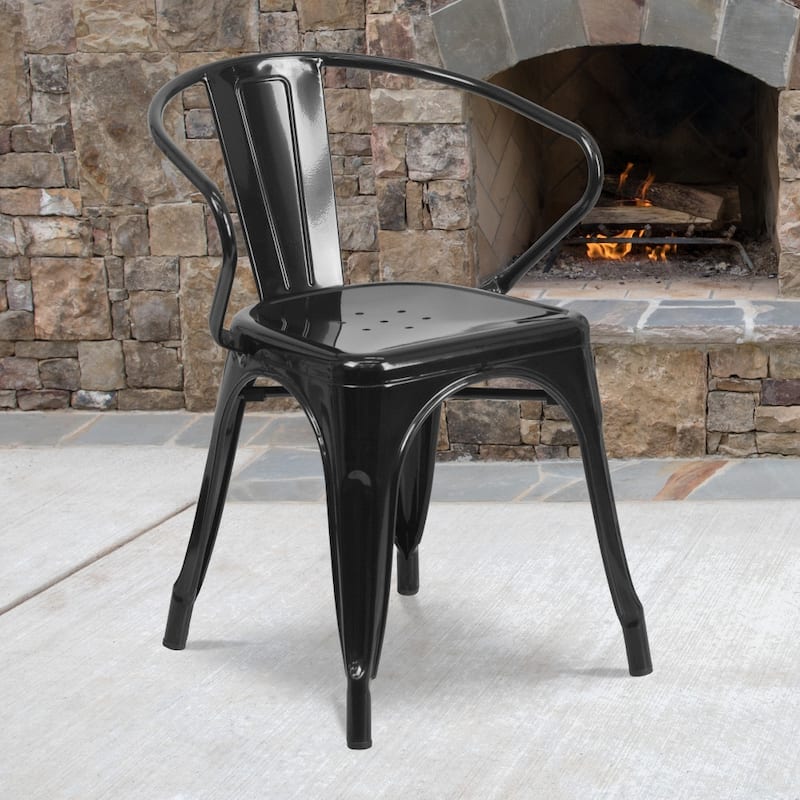 Metal Indoor-Outdoor Chair with Arms