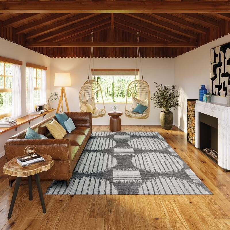 Indoor/ Outdoor Yuma Circles Washable Rug