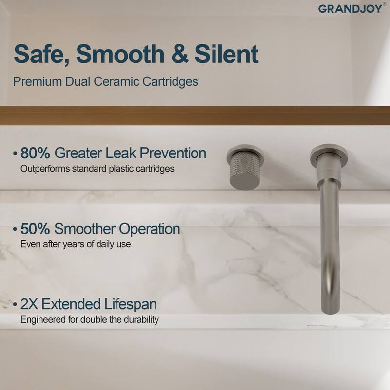 GRANDJOY 2-Handle Wall Mounted Bathroom Faucet