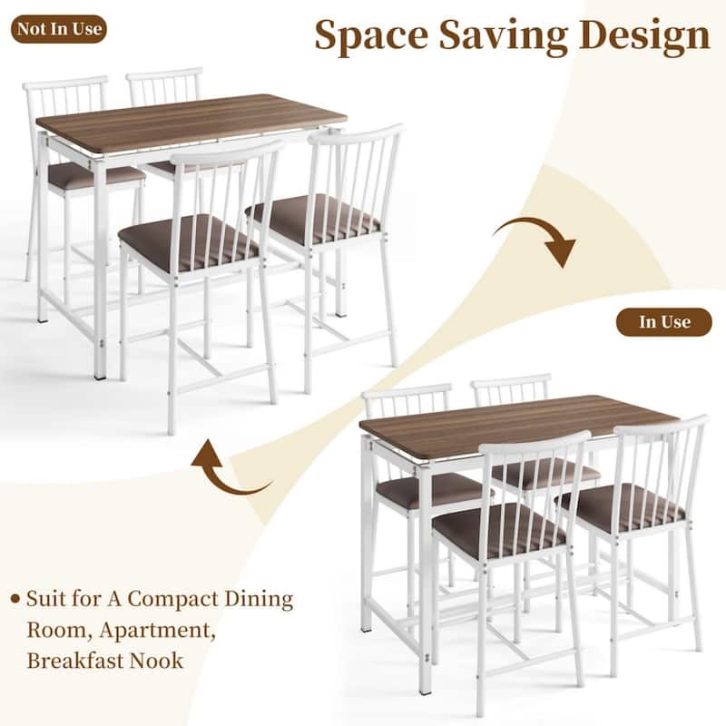 5-Piece Rectangular Dining Table Set with 4 Upholstered Chairs
