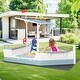 preview thumbnail 4 of 8, Costway Fir Wood Sandbox with Sloping Canopy Liner Multiple Seats - See Details