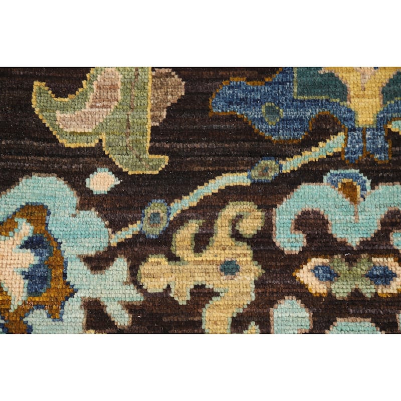 Hand Knotted Oriental 100% Wool Carpet Transitional All-Over Brown Oushak Area Rug - 10' 0'' X 8' 1''