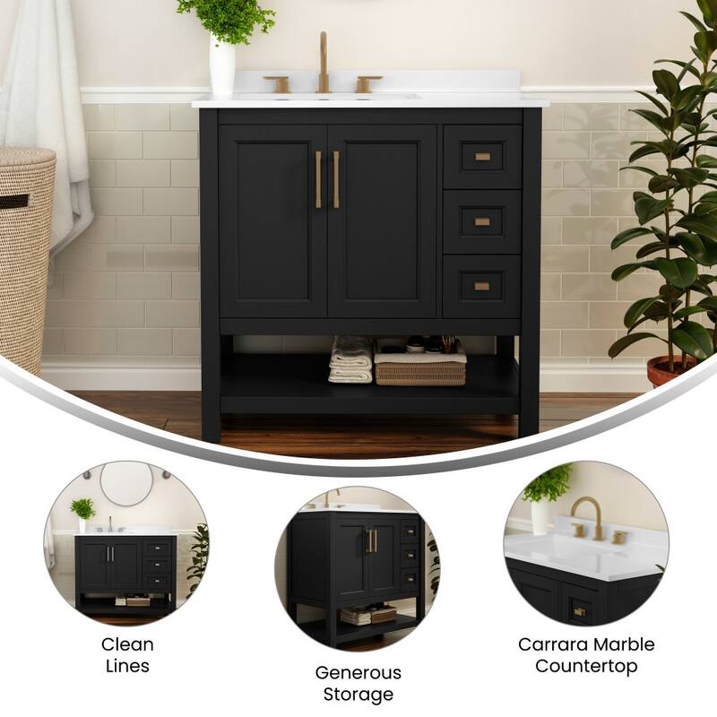 Bathroom Vanity with Sink, Open Storage, and Storage Drawers