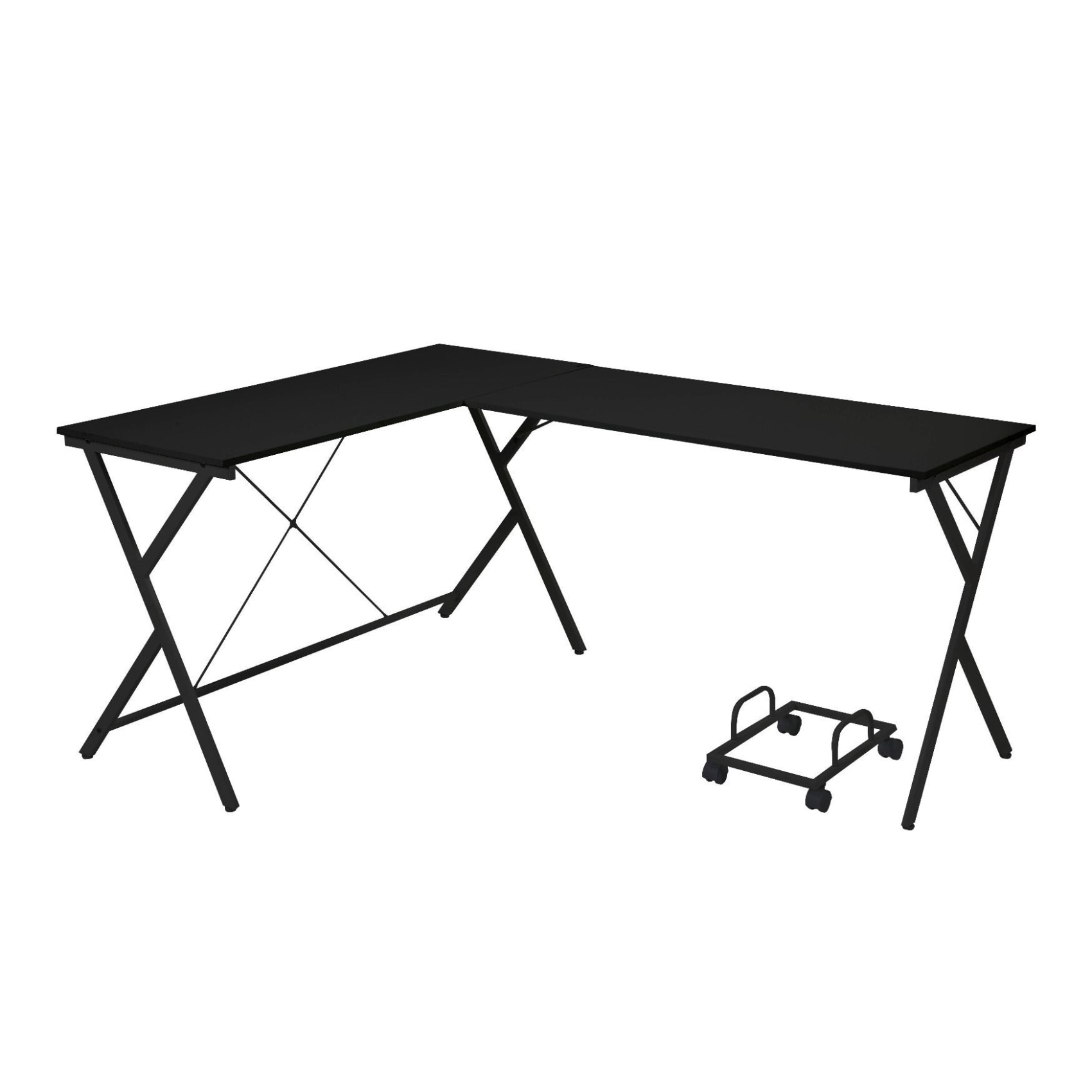 L Shaped Wood Computer Desk with Computer CPU Holder