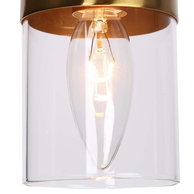 Hartwin Modern 1-Light Gold Glass Wall Sconce Cylinder Bathroom Vanity Lights - 4.7" L x 7" W x 8" H