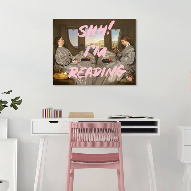 Wynwood Studio Canvas Entertainment and Hobbies Im Reading Pink and Pastel Pink Traditional Wall Art Canvas Print - 20 x 24