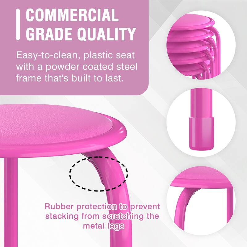 VECELO 6-Pack Stacking Stools for Living Room Backless Round Stools Set Indoor Outdoor Use with Metal Frame & Non-Slip Feet