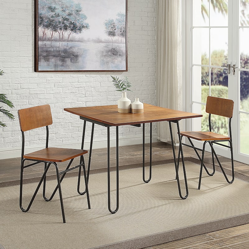Azalea Park Wood Drop Leaf Dining Table with Hairpin Metal Legs - 36.02 W x 35.63 D x 29.92 H"