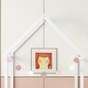 preview thumbnail 7 of 7, Full Roof-Framed Headboard Floor Bed w/Headboard Guardrails, White