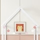 preview thumbnail 16 of 28, Full Size Pine Wood Headboard Floor Bed with Guardrails, No Slats