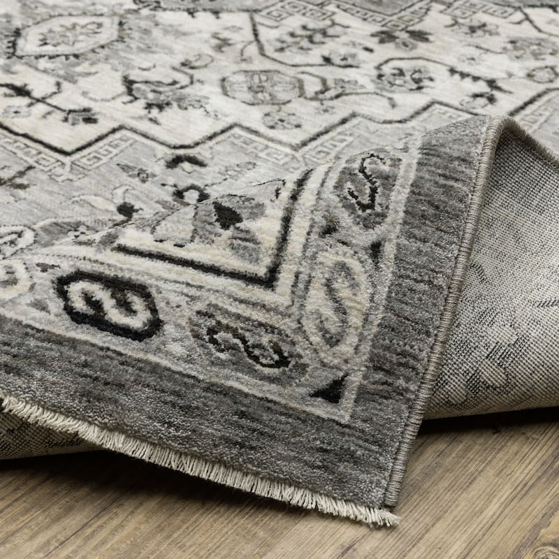 Style Haven Cádiz Compass Medallion Grey/Ivory Area Rug