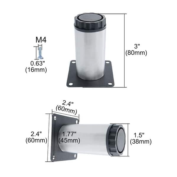 3 Furniture Legs Stainless Steel Adjustable Feet Replacement 5pcs Height 80mm 3 Inch Overstock 28765133