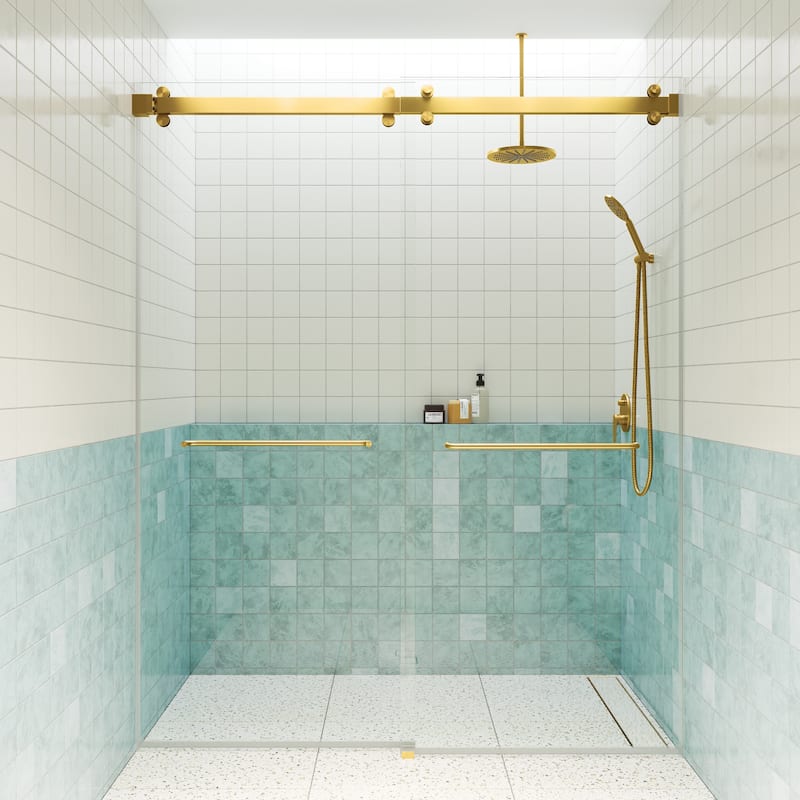 Polaris 60 in. x 78 in. Fully Frameless Glass Sliding Bypass Shower Doors with Square Hardware