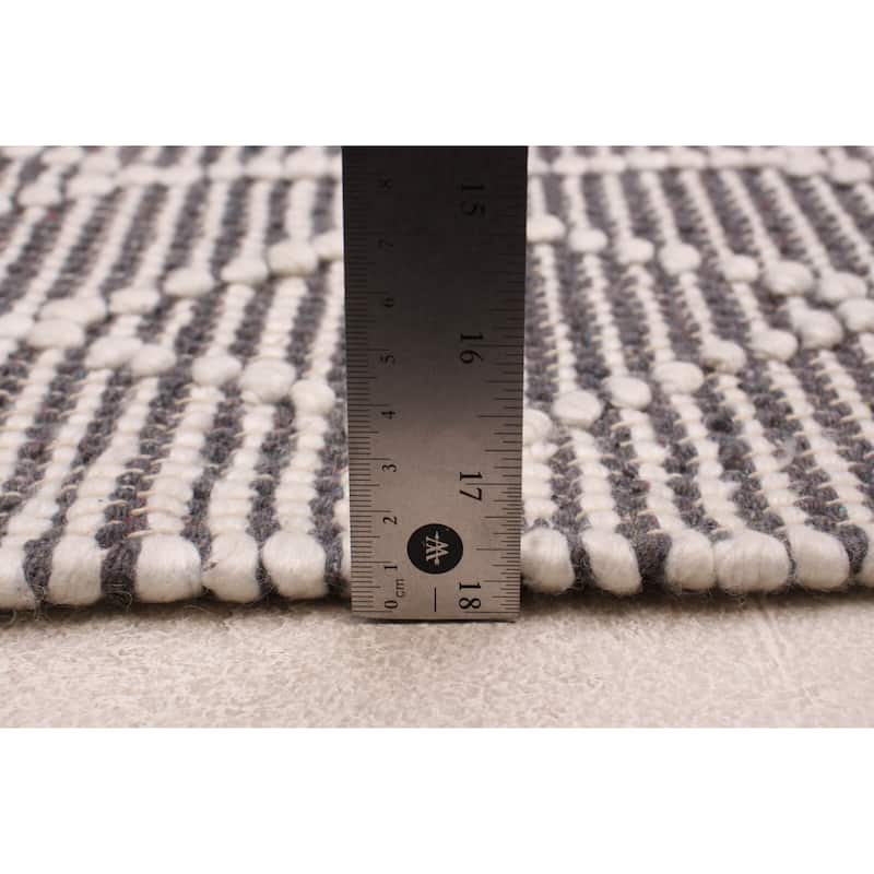 ECARPETGALLERY Braid weave Sienna Grey Wool Rug - 6'1 x 9'4