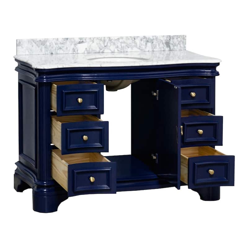 KitchenBathCollection Katherine 48" Bathroom Vanity with Carrara Marble Top
