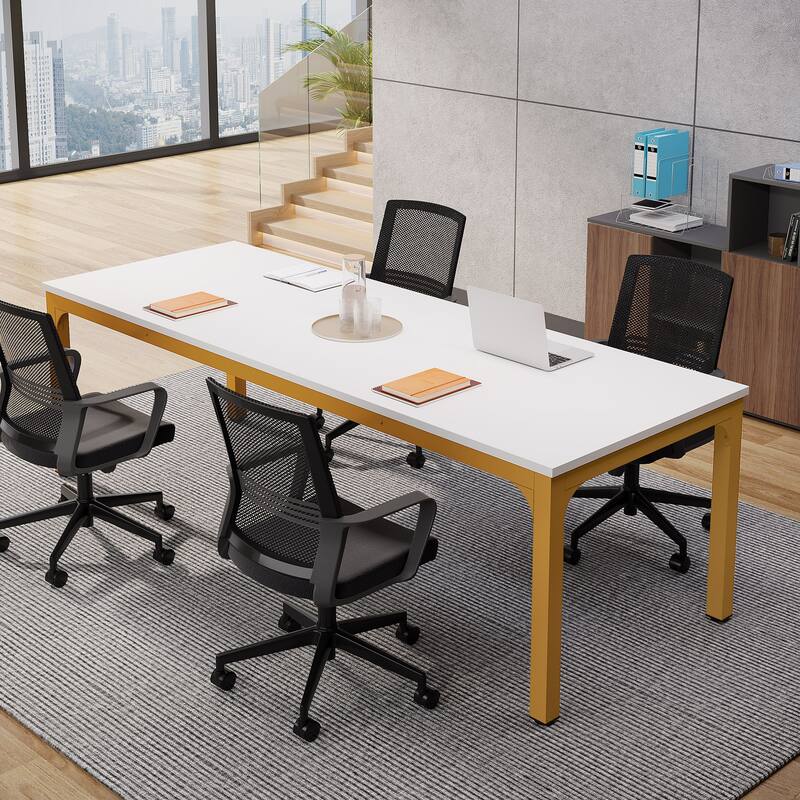 Rectangle 13FT Large Conference Table Set of 2, 78.74-Inch Meeting Seminar Table, Long Business Table