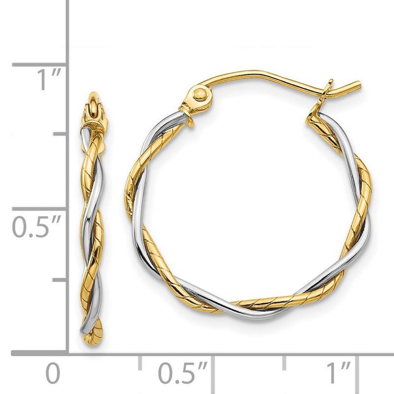 Curata 14k Two Tone Gold Polished 19x2mm Twisted Hoop Earring