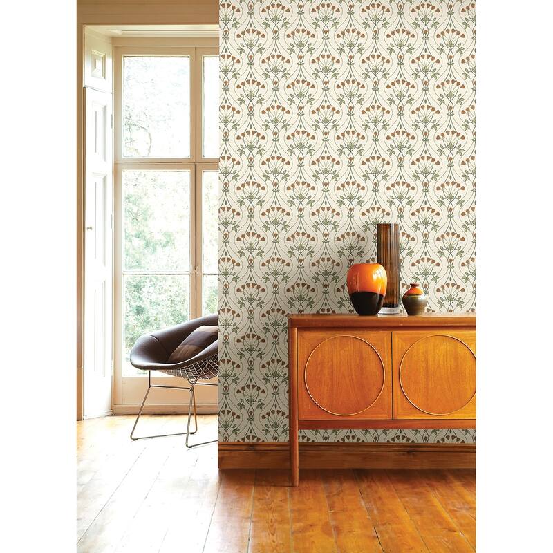 A-Street Prints Dard Green Tulip Ogee Wallpaper