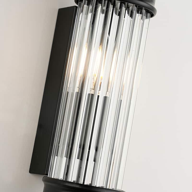 Nordic Postmodern Wall Sconce, European Wall Light in Simple Vintage Glass Crystal - 11.8 inch - Black