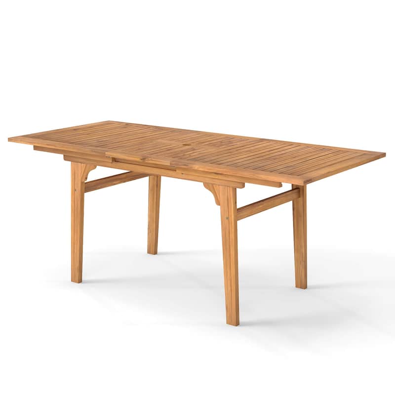 Costway Expandable Outdoor Dining Table 55"-71" Acacia Wood Patio - Natural - See Details - Natural - See Details