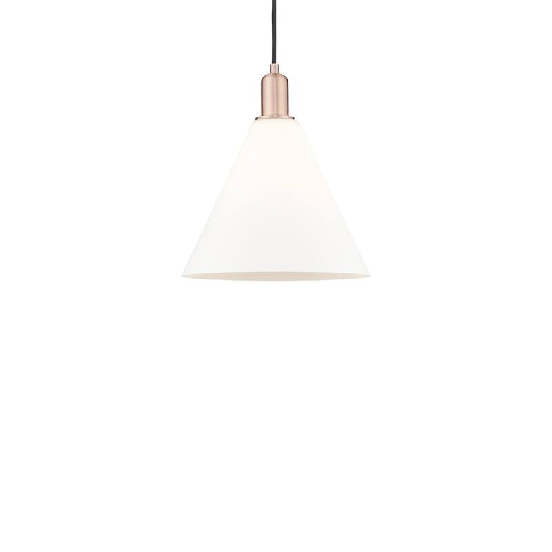 Innovations Lighting 716-1P-14-12 Berkshire Glass Pendant Berkshire - Antique Copper / Matte White