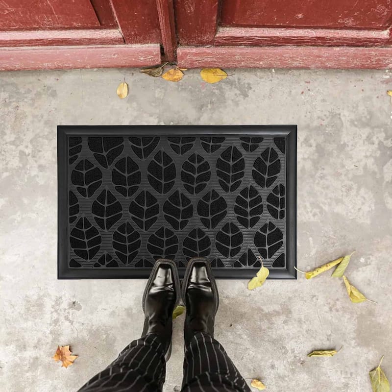 Decorative Leaf Pattern Door Mat 24x16 Inch Non-Slip Mat