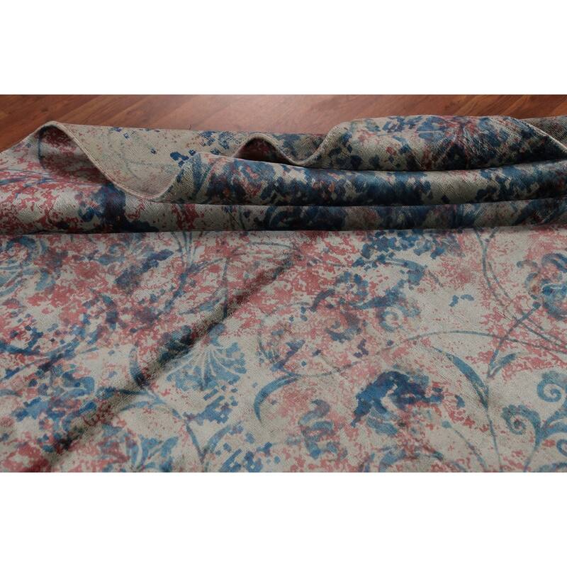 All-Over Floral Abstract Indian Area Rug Handmade Wool Carpet - 6'5"x 9'4"