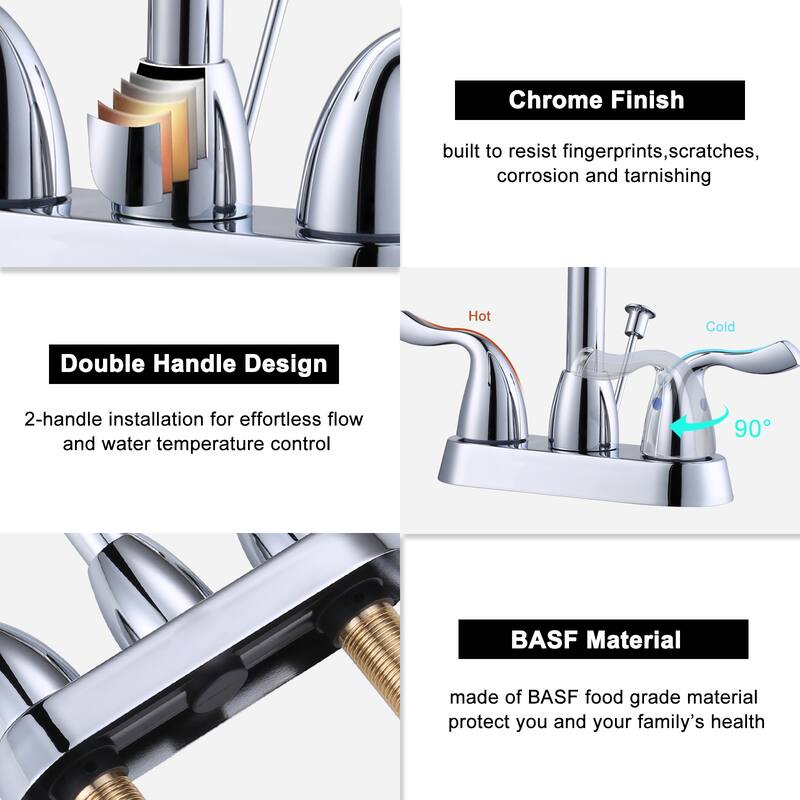 WOWOW 4 Inch Centerset Bathroom Faucet