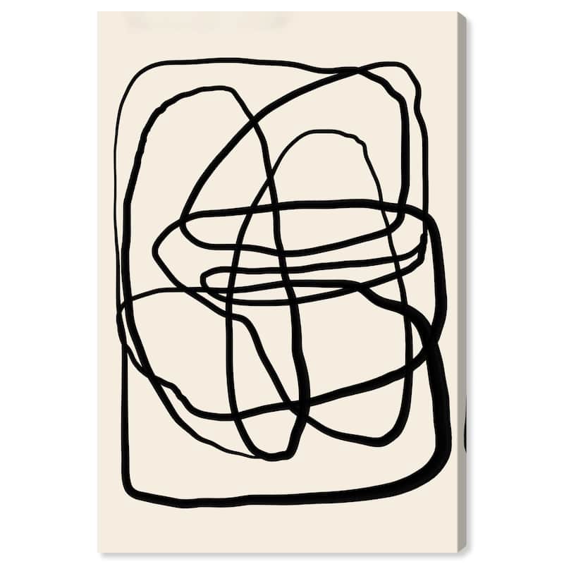 Wynwood Studio Canvas Abstract Vertical TV Screen II Black and Antique White Modern & Contemporary Wall Art Canvas Print