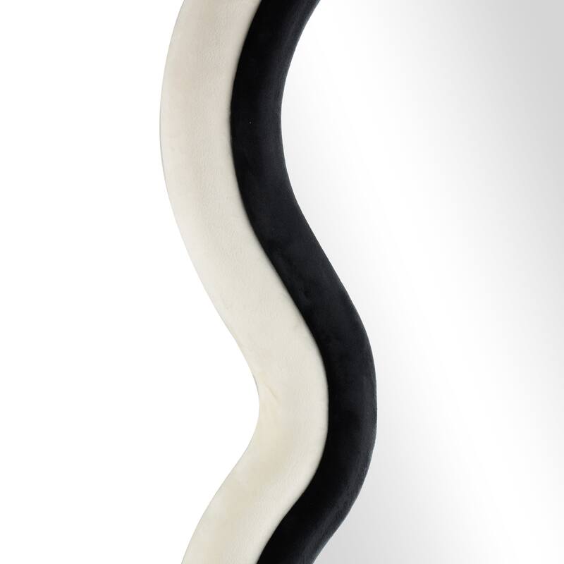 Velvet Abstract Wavy Wall Mirror with Layered Frame - Black - Roche River Decor