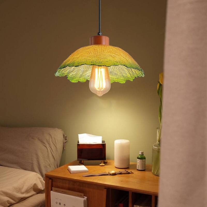 11 INCH light bulb gradient green hanging lamp iron pendant light