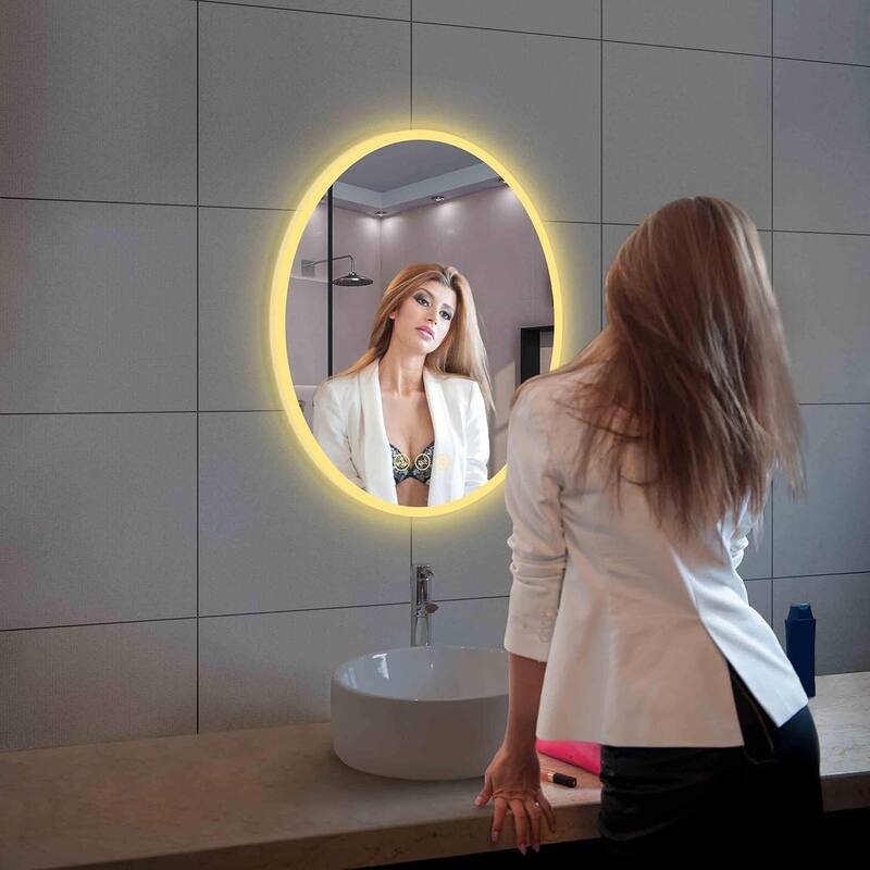 Oval LED Lighted Makeup Mirror for Bathroom Vanity