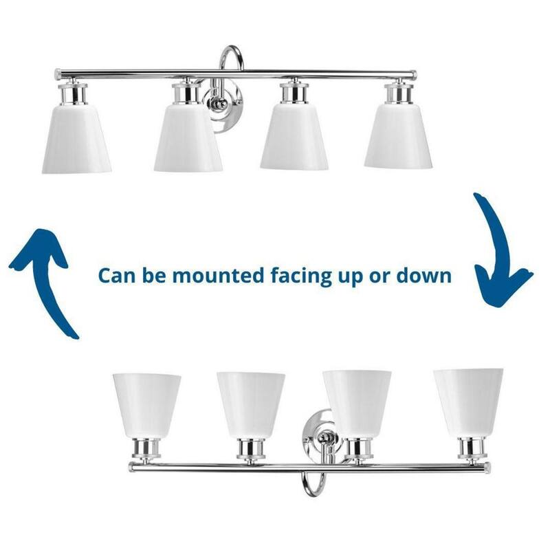 Ashford Collection 4-Light Polished Chrome Opal Glass Farmhouse Bath Vanity Light
