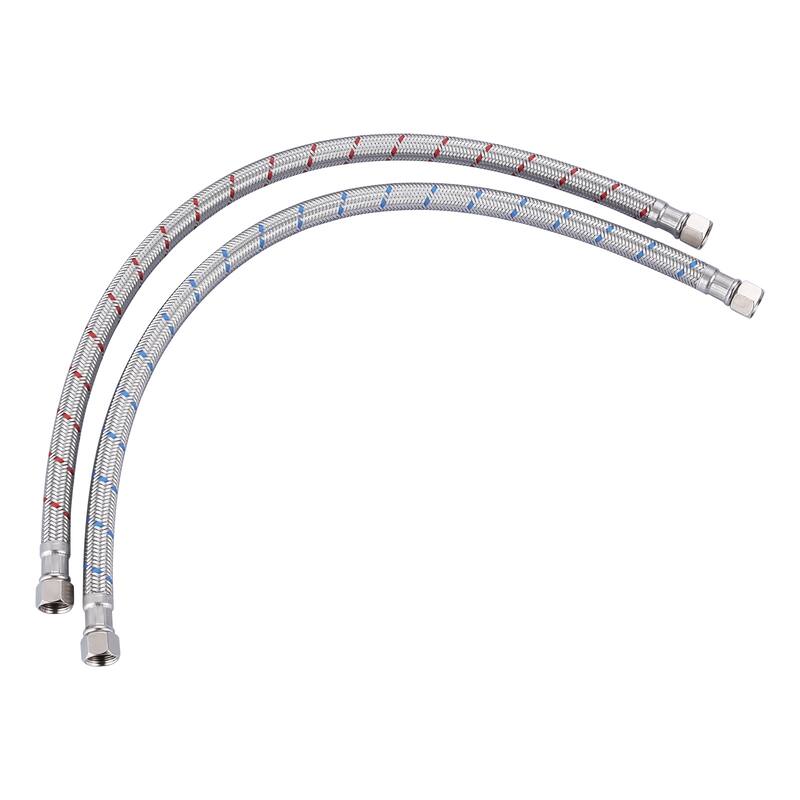 WOWOW 3/8 in. COMP x 3/8 in. COMP Stainless Steel Faucet Supply Lines - Stainless Steel - 12-inch